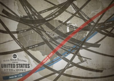 Map of all total solar eclipses over the U.S. since 1776